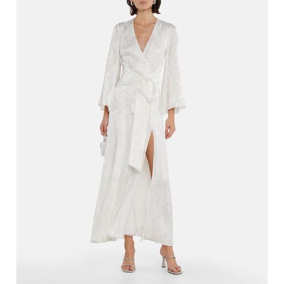 NWT Galvan London Silk Blend Jacquard Havana Maxi Wrap Dress White Size 4 $2,295 - Picture 1 of 13